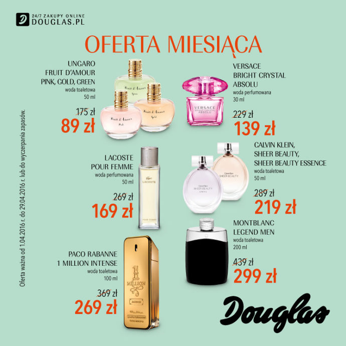 Oferta Miesiąca w perfumeriach Douglas – Kwiecień 2016