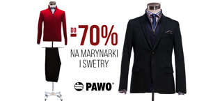 PROMOCJA do – 70% na swetry i marynarki PAWO