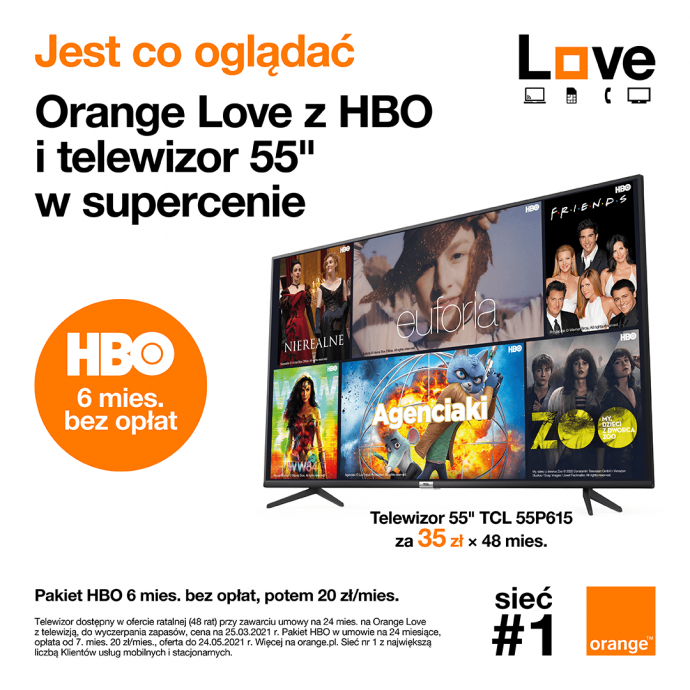 Orange Love z HBO i telewizor 55″ w supercenie
