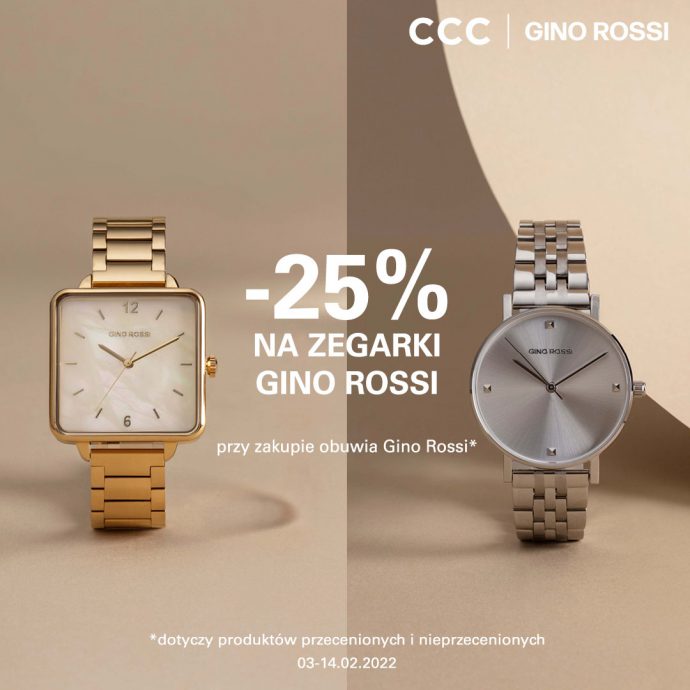 Rabat -25 % na zegarki Gino Rossi przy zakupie obuwia Gino Rossi*