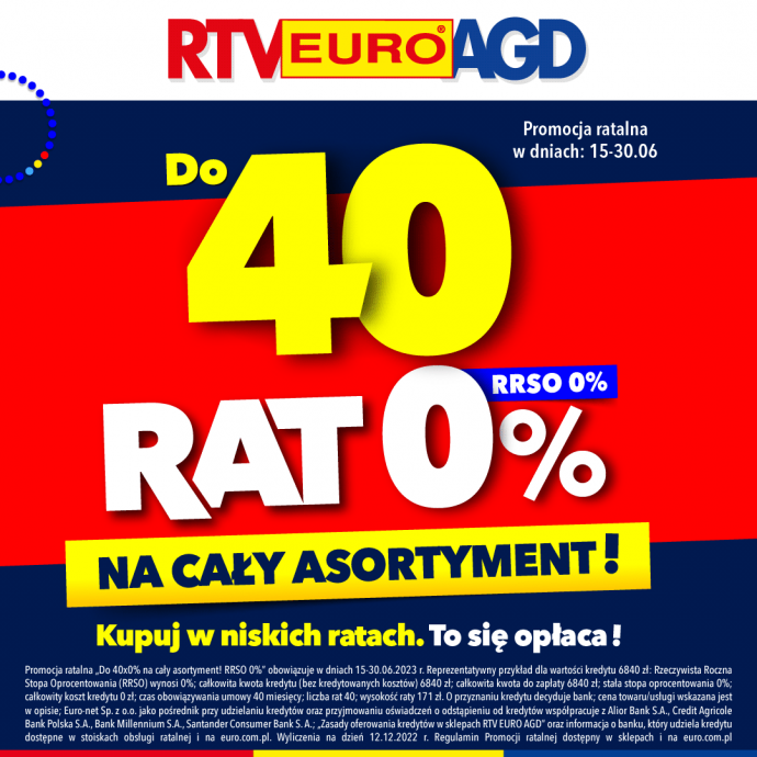 Do 40 RAT 0% w RTV EURO AGD!