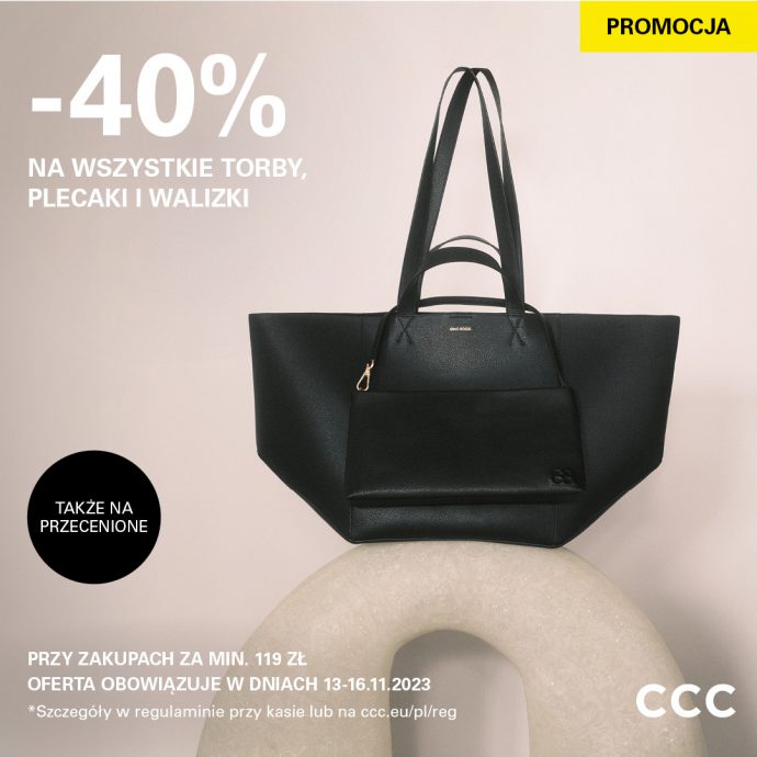 40% na wszystkie torby, plecaki i walizki w CCC!